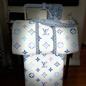 LV By The Pool Blue Tile Keepall Bandouliere 50 Travel Bag New